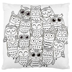 Circle Shape Pattern With Cute Owls Coloring Book Standard Flano Cushion Case (two Sides) by Nexatart