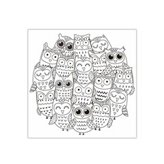 Circle Shape Pattern With Cute Owls Coloring Book Satin Bandana Scarf by Nexatart