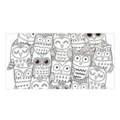 Circle Shape Pattern With Cute Owls Coloring Book Satin Shawl by Nexatart