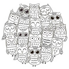 Circle Shape Pattern With Cute Owls Coloring Book Wooden Puzzle Round by Nexatart