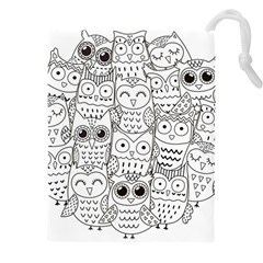 Circle Shape Pattern With Cute Owls Coloring Book Drawstring Pouch (5xl) by Nexatart