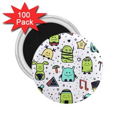 Seamless Pattern With Funny Monsters Cartoon Hand Drawn Characters Colorful Unusual Creatures 2 25  Magnets (100 Pack)  by Nexatart