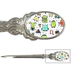 Seamless Pattern With Funny Monsters Cartoon Hand Drawn Characters Colorful Unusual Creatures Letter Opener by Nexatart