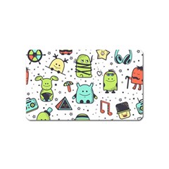 Seamless Pattern With Funny Monsters Cartoon Hand Drawn Characters Colorful Unusual Creatures Magnet (name Card) by Nexatart