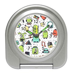 Seamless Pattern With Funny Monsters Cartoon Hand Drawn Characters Colorful Unusual Creatures Travel Alarm Clock by Nexatart