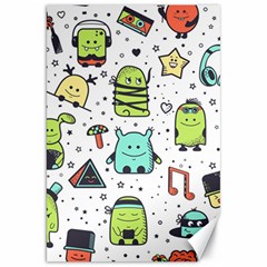 Seamless Pattern With Funny Monsters Cartoon Hand Drawn Characters Colorful Unusual Creatures Canvas 20  X 30  by Nexatart