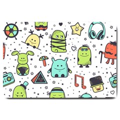 Seamless Pattern With Funny Monsters Cartoon Hand Drawn Characters Colorful Unusual Creatures Large Doormat  by Nexatart