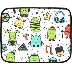 Seamless Pattern With Funny Monsters Cartoon Hand Drawn Characters Colorful Unusual Creatures Fleece Blanket (mini) by Nexatart