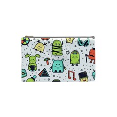 Seamless Pattern With Funny Monsters Cartoon Hand Drawn Characters Colorful Unusual Creatures Cosmetic Bag (small) by Nexatart