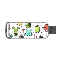 Seamless Pattern With Funny Monsters Cartoon Hand Drawn Characters Colorful Unusual Creatures Portable Usb Flash (one Side) by Nexatart