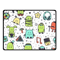 Seamless Pattern With Funny Monsters Cartoon Hand Drawn Characters Colorful Unusual Creatures Double Sided Fleece Blanket (small)  by Nexatart