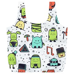 Seamless Pattern With Funny Monsters Cartoon Hand Drawn Characters Colorful Unusual Creatures Full Print Recycle Bag (xl) by Nexatart