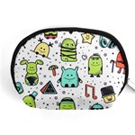 Seamless Pattern With Funny Monsters Cartoon Hand Drawn Characters Colorful Unusual Creatures Accessory Pouch (Medium) Front