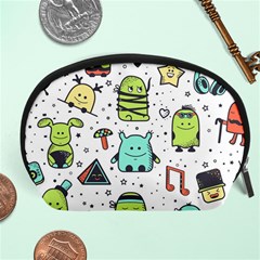 Seamless Pattern With Funny Monsters Cartoon Hand Drawn Characters Colorful Unusual Creatures Accessory Pouch (large) by Nexatart