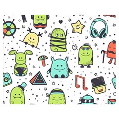 Seamless Pattern With Funny Monsters Cartoon Hand Drawn Characters Colorful Unusual Creatures Double Sided Flano Blanket (medium)  by Nexatart