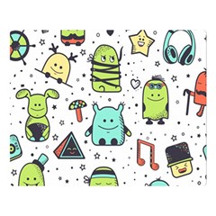 Seamless Pattern With Funny Monsters Cartoon Hand Drawn Characters Colorful Unusual Creatures Double Sided Flano Blanket (large)  by Nexatart