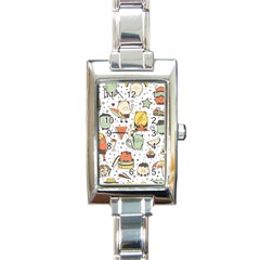 Funny Seamless Pattern With Cartoon Monsters Personage Colorful Hand Drawn Characters Unusual Creatu Rectangle Italian Charm Watch by Nexatart