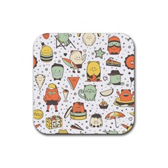 Funny Seamless Pattern With Cartoon Monsters Personage Colorful Hand Drawn Characters Unusual Creatu Rubber Coaster (square)  by Nexatart