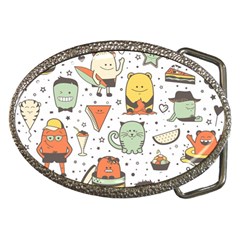 Funny Seamless Pattern With Cartoon Monsters Personage Colorful Hand Drawn Characters Unusual Creatu Belt Buckles by Nexatart