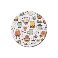 Funny Seamless Pattern With Cartoon Monsters Personage Colorful Hand Drawn Characters Unusual Creatu Rubber Coaster (round)  by Nexatart