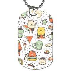 Funny Seamless Pattern With Cartoon Monsters Personage Colorful Hand Drawn Characters Unusual Creatu Dog Tag (one Side) by Nexatart