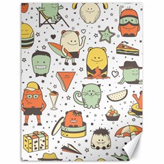 Funny Seamless Pattern With Cartoon Monsters Personage Colorful Hand Drawn Characters Unusual Creatu Canvas 18  X 24  by Nexatart