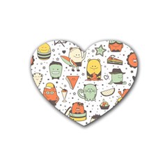 Funny Seamless Pattern With Cartoon Monsters Personage Colorful Hand Drawn Characters Unusual Creatu Heart Coaster (4 Pack)  by Nexatart