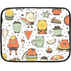 Funny Seamless Pattern With Cartoon Monsters Personage Colorful Hand Drawn Characters Unusual Creatu Fleece Blanket (mini) by Nexatart