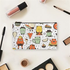 Funny Seamless Pattern With Cartoon Monsters Personage Colorful Hand Drawn Characters Unusual Creatu Cosmetic Bag (small)