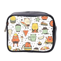 Funny Seamless Pattern With Cartoon Monsters Personage Colorful Hand Drawn Characters Unusual Creatu Mini Toiletries Bag (two Sides) by Nexatart