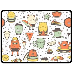 Funny Seamless Pattern With Cartoon Monsters Personage Colorful Hand Drawn Characters Unusual Creatu Fleece Blanket (large)  by Nexatart