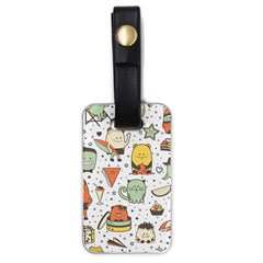 Funny Seamless Pattern With Cartoon Monsters Personage Colorful Hand Drawn Characters Unusual Creatu Luggage Tag (one Side) by Nexatart