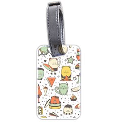 Funny Seamless Pattern With Cartoon Monsters Personage Colorful Hand Drawn Characters Unusual Creatu Luggage Tag (two Sides) by Nexatart