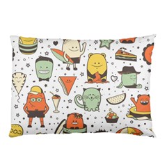 Funny Seamless Pattern With Cartoon Monsters Personage Colorful Hand Drawn Characters Unusual Creatu Pillow Case (two Sides) by Nexatart