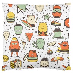 Funny Seamless Pattern With Cartoon Monsters Personage Colorful Hand Drawn Characters Unusual Creatu Large Flano Cushion Case (two Sides) by Nexatart