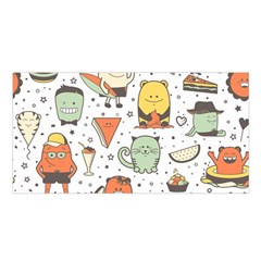 Funny Seamless Pattern With Cartoon Monsters Personage Colorful Hand Drawn Characters Unusual Creatu Satin Shawl by Nexatart