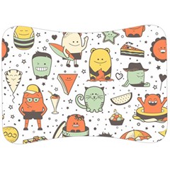 Funny Seamless Pattern With Cartoon Monsters Personage Colorful Hand Drawn Characters Unusual Creatu Velour Seat Head Rest Cushion by Nexatart