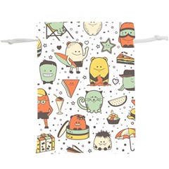 Funny Seamless Pattern With Cartoon Monsters Personage Colorful Hand Drawn Characters Unusual Creatu  Lightweight Drawstring Pouch (xl) by Nexatart