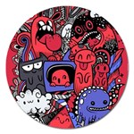 Abstract Grunge Urban Pattern With Monster Character Super Drawing Graffiti Style Vector Illustratio Magnet 5  (Round) Front