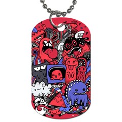 Abstract Grunge Urban Pattern With Monster Character Super Drawing Graffiti Style Vector Illustratio Dog Tag (two Sides) by Nexatart