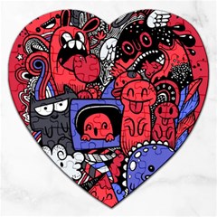 Abstract Grunge Urban Pattern With Monster Character Super Drawing Graffiti Style Vector Illustratio Jigsaw Puzzle (heart) by Nexatart