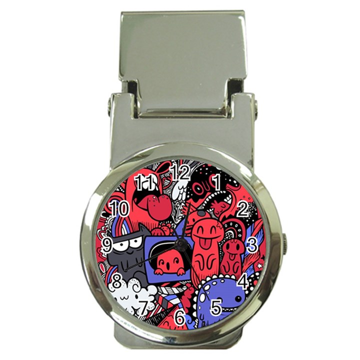 Abstract Grunge Urban Pattern With Monster Character Super Drawing Graffiti Style Vector Illustratio Money Clip Watches