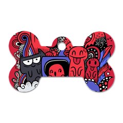 Abstract Grunge Urban Pattern With Monster Character Super Drawing Graffiti Style Vector Illustratio Dog Tag Bone (two Sides) by Nexatart