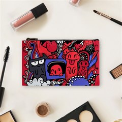 Abstract Grunge Urban Pattern With Monster Character Super Drawing Graffiti Style Vector Illustratio Cosmetic Bag (small) by Nexatart