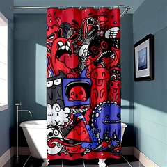 Abstract Grunge Urban Pattern With Monster Character Super Drawing Graffiti Style Vector Illustratio Shower Curtain 36  X 72  (stall)  by Nexatart