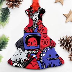 Abstract Grunge Urban Pattern With Monster Character Super Drawing Graffiti Style Vector Illustratio Christmas Tree Ornament (two Sides) by Nexatart