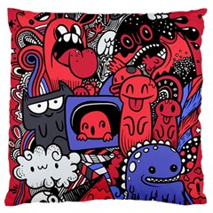 Abstract Grunge Urban Pattern With Monster Character Super Drawing Graffiti Style Vector Illustratio Large Cushion Case (two Sides) by Nexatart