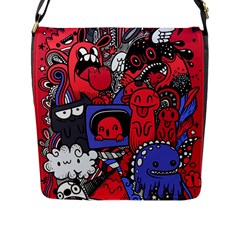 Abstract Grunge Urban Pattern With Monster Character Super Drawing Graffiti Style Vector Illustratio Flap Closure Messenger Bag (l) by Nexatart