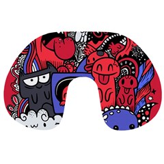 Abstract Grunge Urban Pattern With Monster Character Super Drawing Graffiti Style Vector Illustratio Travel Neck Pillow by Nexatart