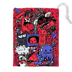 Abstract Grunge Urban Pattern With Monster Character Super Drawing Graffiti Style Vector Illustratio Drawstring Pouch (5xl)